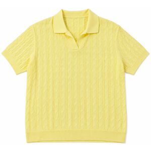 Luxebold Yellow Textured Knit Polo Shirt XL Short Sleeve